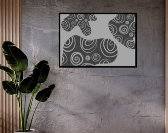 Impressions d’art murales minimalistes en noir et gris - Impressions horizontales et verticales abstraites - Illustrations imprimables pour la maison, le bureau, le dortoir, la chambre des gars