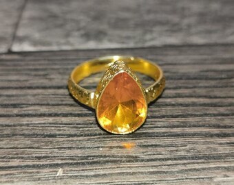 7.25 Carat Natural Certified Yellow Sapphire (Pukhraj) Ring - Panchdhatu Adjustable Rashi Ratan For Astrology