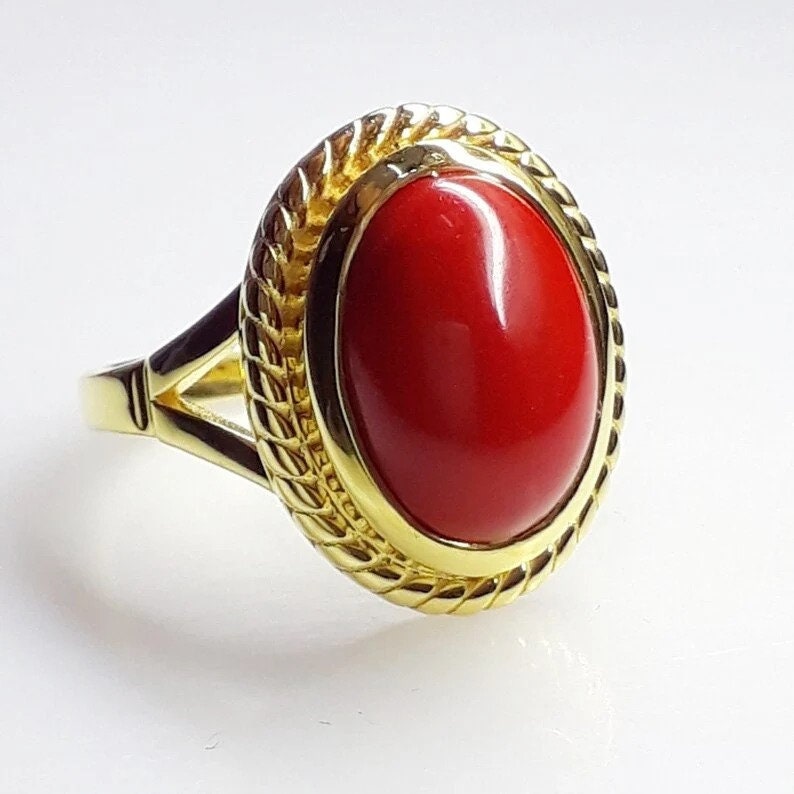 Red coral copper ring buy online deals