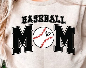 Baseball maman Svg avec coeur, conception de sublimation de maman de baseball, baseball maman chemise Svg, fichiers Svg de baseball pour Cricut, baseball maman Png