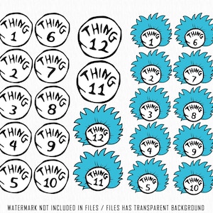 Thing 1-12 SVG PNG, Ding eine Sache 2 Designs (Digitaler Download)