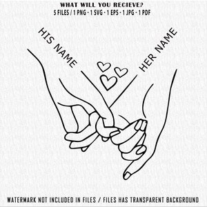 Holding Hands Svg, Love Svg, Valentines Day SVG Cut File, Customize With Your Own Text, Add Names & Dates Great for Vinyl, Love Hands Design