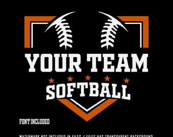 Your Team Softball SVG PNG,  Team Softball Png, Softball Template Team Name, Mascot Softball Shirt, Softball Shirt Png Svg