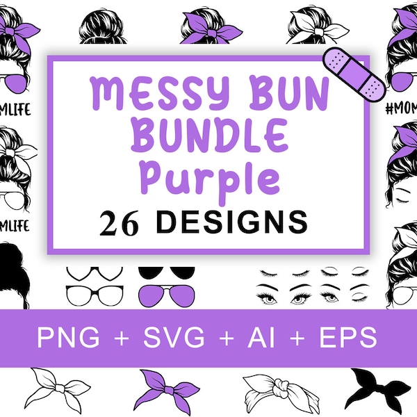 Messy Bun Bundle (Purple + black) messy bun hairstyle messy hair bun low bun hairstyle messy bun how to do easy messy bun low messy bun