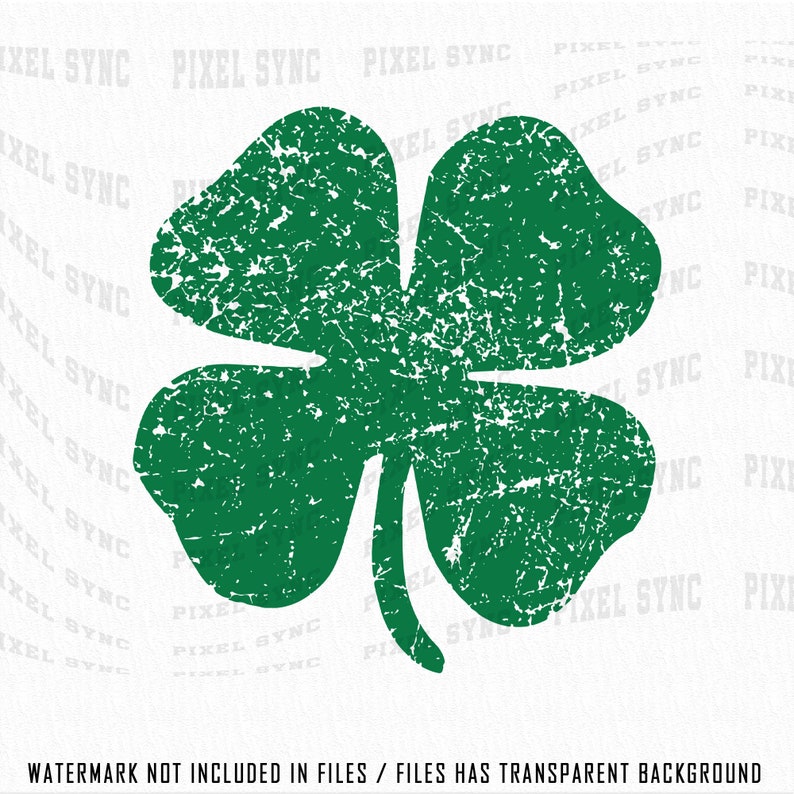 Peut inclure: Un tr&egrave;fle &agrave; quatre feuilles vert avec un aspect vieilli et d&eacute;labr&eacute;. Le tr&egrave;fle est isol&eacute; sur un fond blanc.