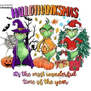 Hallothanksmas Png, Halloween Png, Christmas Png, Thanksgiving Png, Sublimation Design Downloads