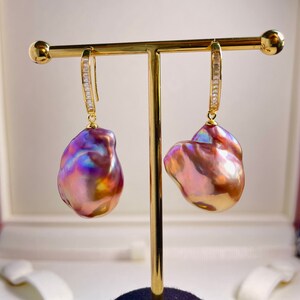 Exquisite Handcrafted! Colorful Freshwater Baroque Pearl Earrings, a Unique Fashion Statement