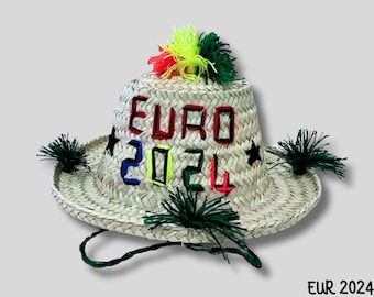 EURO 2024 Lettertype | Aangepaste naam strohoed | STROOHOED | Zonbescherming | Strohoed voor jongens en meisjes | Woondecoratie | Zonnehoed | Zomerhoed | Geschenk