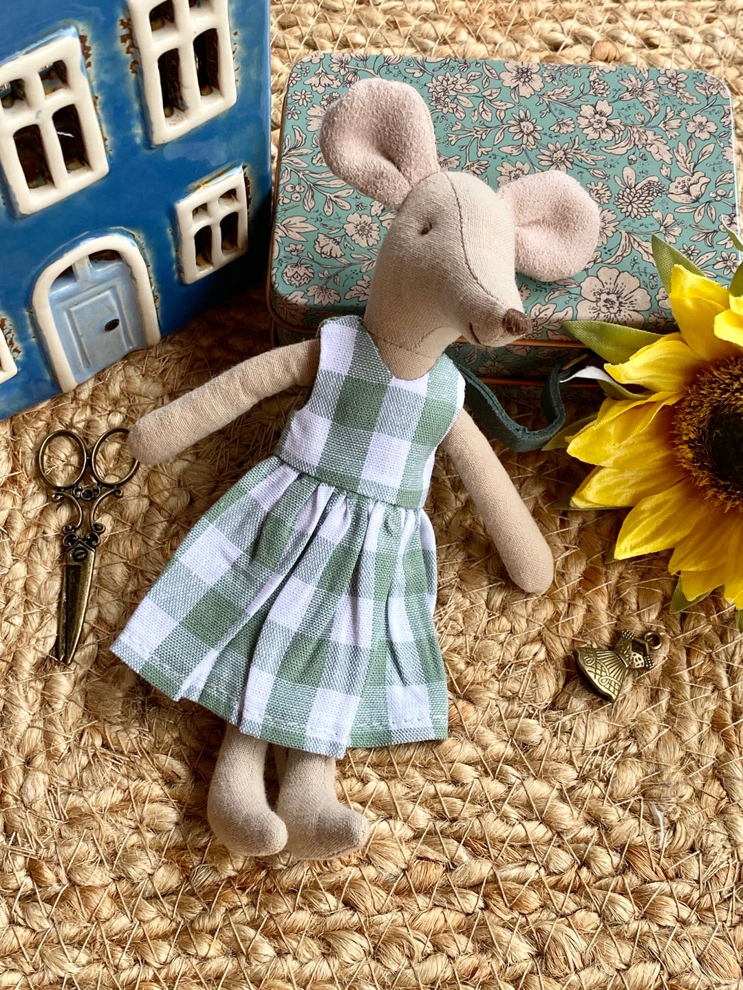 Mint Checkered Dress for Mouse 15cm ( 6.2in) Mouse Clothes - Etsy