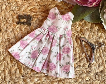 Cotton vintage dress with roses  for  Maileg mouse 15 cm (6.2 in), 12 cm ( 5 in), 10 cm ( 3.5 in) Maileg mouse clothes