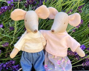 Ropa de verano hecha a mano para el ratón Maileg papá/mamá (15 cm/6 pulgadas)
