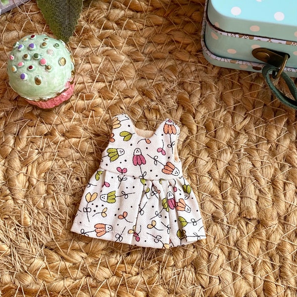 Floral cotton dress for Maileg  mouse  Little sister 10 cm ( 4 in) Maileg clothes Clothes micro bunny