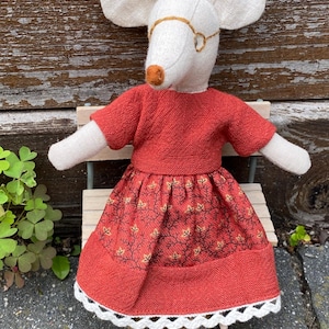 Handmade linen dress for mouse 15 cm ( 6 in)