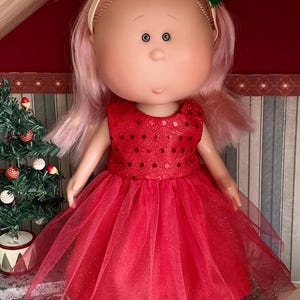 Christmas dress  for doll Mia Nines d’onil 12 in ( 28 cm)