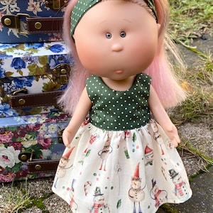 Christmas dress and headband for doll Mia Nines d’onil 12 in ( 28 cm)