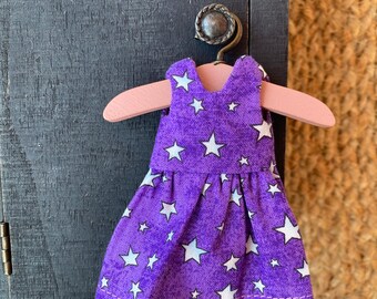 Purple cotton dress with white star  for Maileg mouse Big sister 12 cm ( 5 in) on Halloween