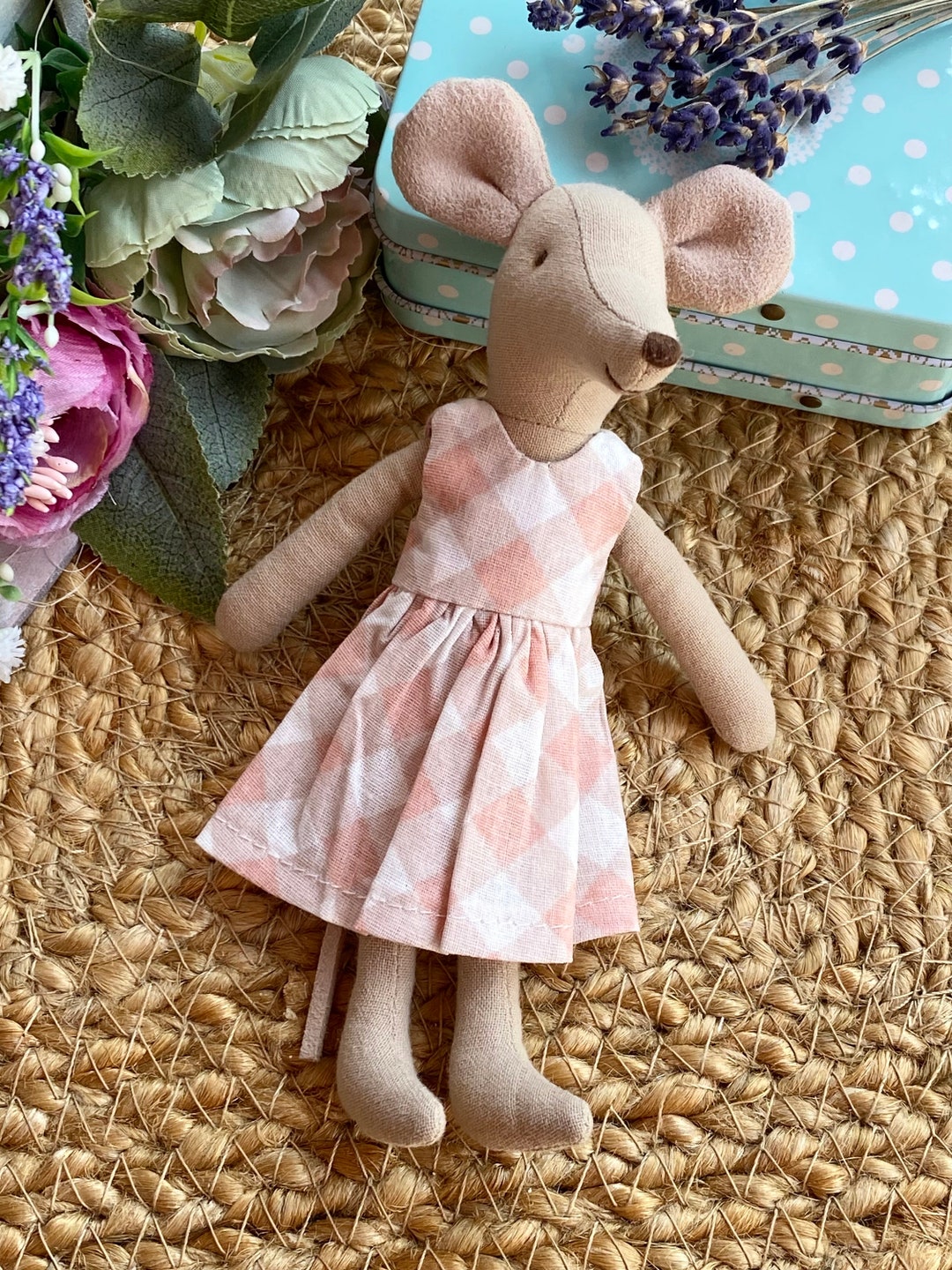 Pink Checkered Cotton Dress for Mouse - Etsy