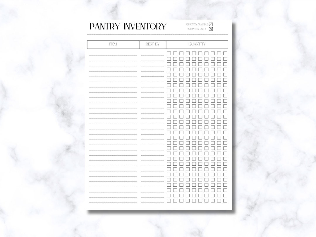 Pantry Inventory Template Kitchen Organization Home Editing Track