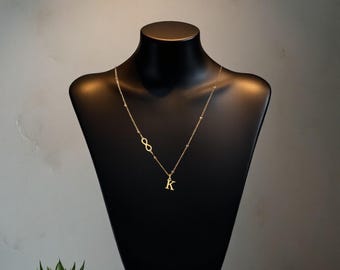 金メッキのイニシャルペンダントネックレス、エタニティペンダントネックレス、レターネックレス、アルファベットチャーム、レターチャーム、イニシャルペンダント