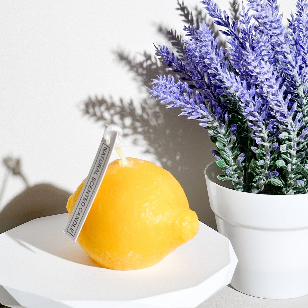 Lemon Shaped Candlessoy Wax Candlecute Fruit Candlescandles Etsy
