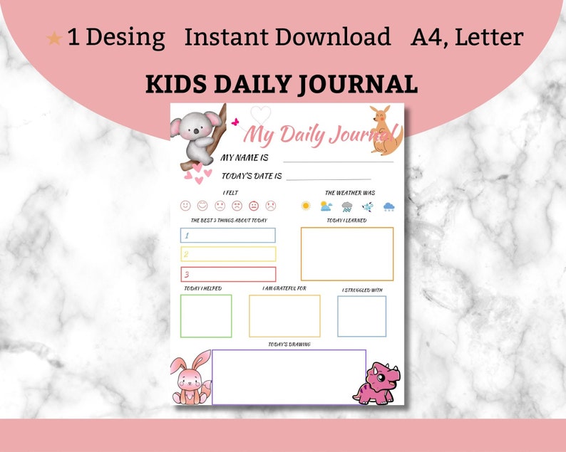 Kids Daily Journal Printable Journal for Kids Diary for Children Kids ...