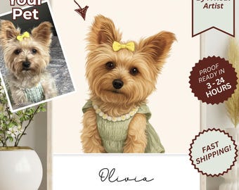 Custom Pet Portrait from Photo – Personalized Dog & Cat Wall Art – Pet Memorial Gift – Custom Pet Art Print