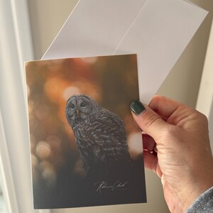 手作りのメモカード / フクロウのメモカード / アメリカフクロウ / ダーク / 写真のメモカード / アイオワ州産のメモカード / 野生動物