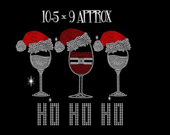 Santa hat wine SVG download, rhinestone svg file, digital file, wine glass with santa hat bling svg, Christmas wine glass svg