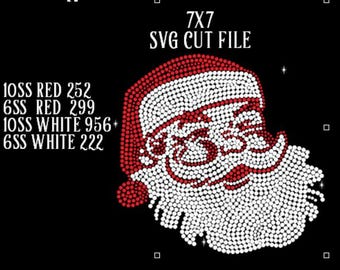 Rhinestone Santa face SVG download, rhinestone svg file, digital file, santa hat bling svg, Christmas svg cut file, vintage santa template