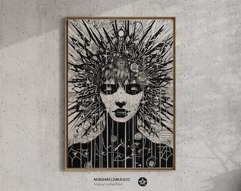 Cyberpunk Queen | Large Urban Wall Art, Dystopian Art, Cyber Goth, One Piece Poster