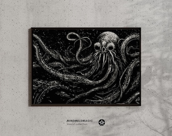Cthulhu | Octopus Art, Gothic Decor, Literature Poster