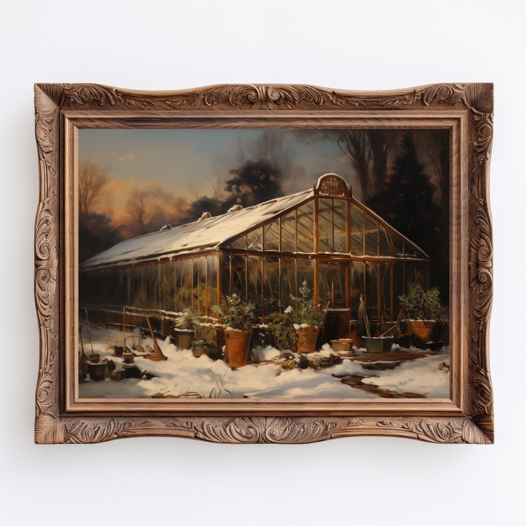 Winter Greenhouse | Dark Academia Prints, Winter Decor, Nature Art ...