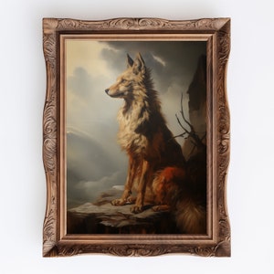 Volpe solitaria/Pittura della fauna selvatica, Volpe stravagante, Accademia leggera, Arte della parete lunatica