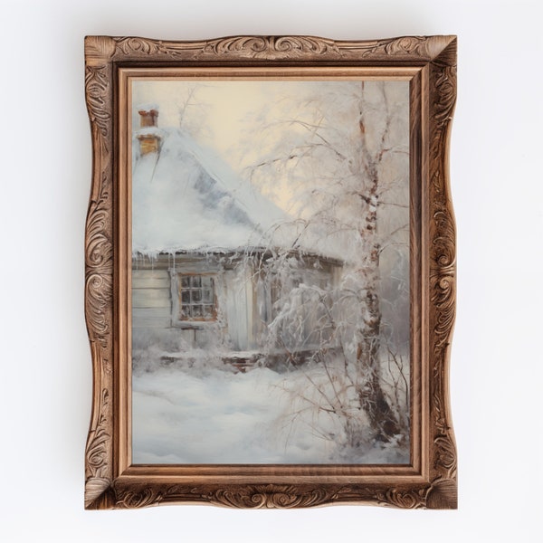 Winter Cabin | Winter Morning, Trending Now Digital, Dark Academia, Winter Ski Cottage Decor