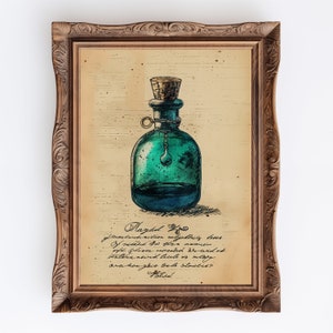 Elixir of Life | Printable Halloween Poster Wall Art, Gothic Magic Potion Bottle Illustration