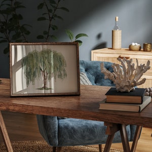 Weeping willow botanical print, marrying modern farmhouse aesthetics with naturalistic charm.