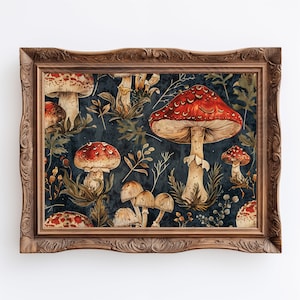 Fly Agaric Mushroom Poster: Antique Moody Oil Painting (Digital Download)
