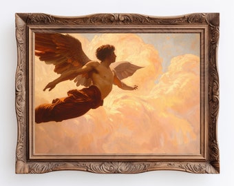 Icarus | Dark Academia Classical Art Print, Ancient Greece Mythology Icarus Oil Painting