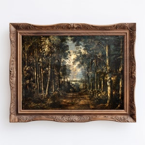 Moody Forest | Scenic Landscape Art Print, Printable Dark Academia Forest Wall Art, Digital Download Rustic Print