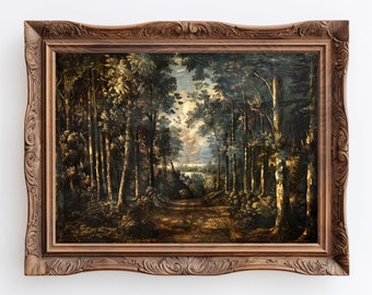 Moody Forest Landscape Art Print: Dark Academia Wall Decor (Digital Download)