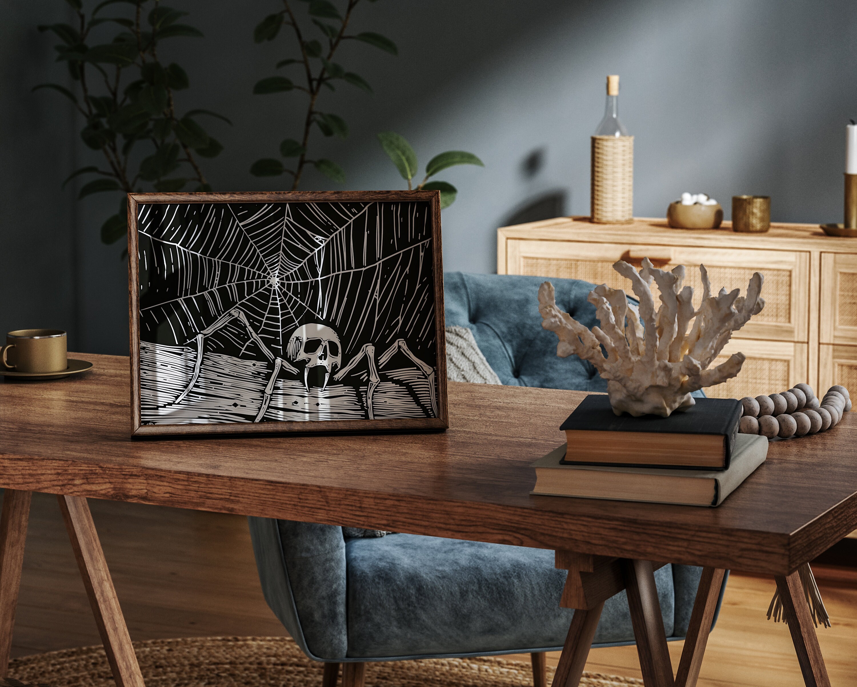 Death Spider | Halloween Spider Wall Art Decor, Gothic Scary Skull
