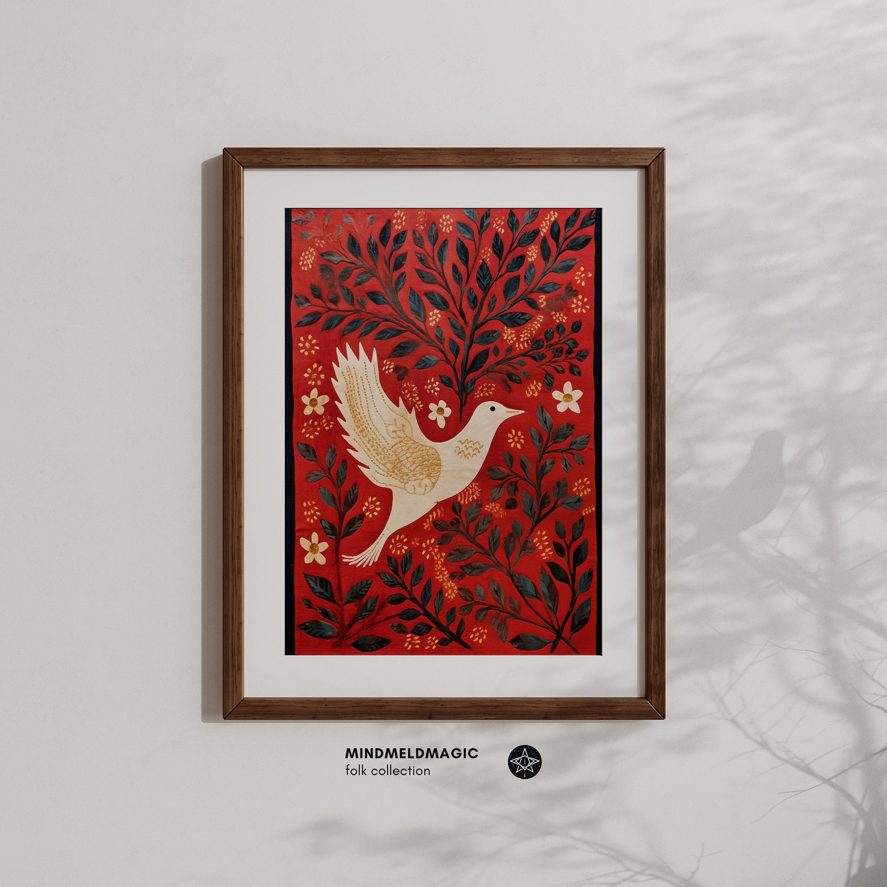 White Dove | Folk Art Print, Modern Farmhouse, Cottagecore Wall