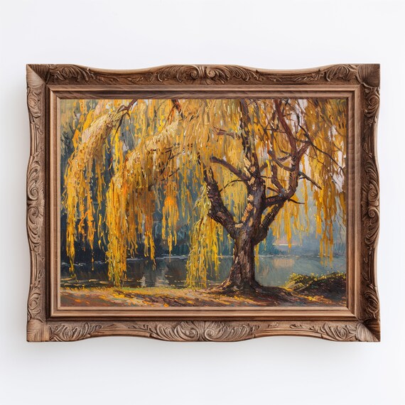 Autumn Willow Tree Impressionist Landscape Art (digital Download
