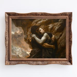 Death of Eurydice | Dark Academia Classical Art Print, Ancient Greece Mythology Orpheus and Eurydice Oil Painting