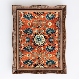 Floral | Dark Academia Floral Vintage Tapestry, Printable Moody Wall Art Carpet Pattern