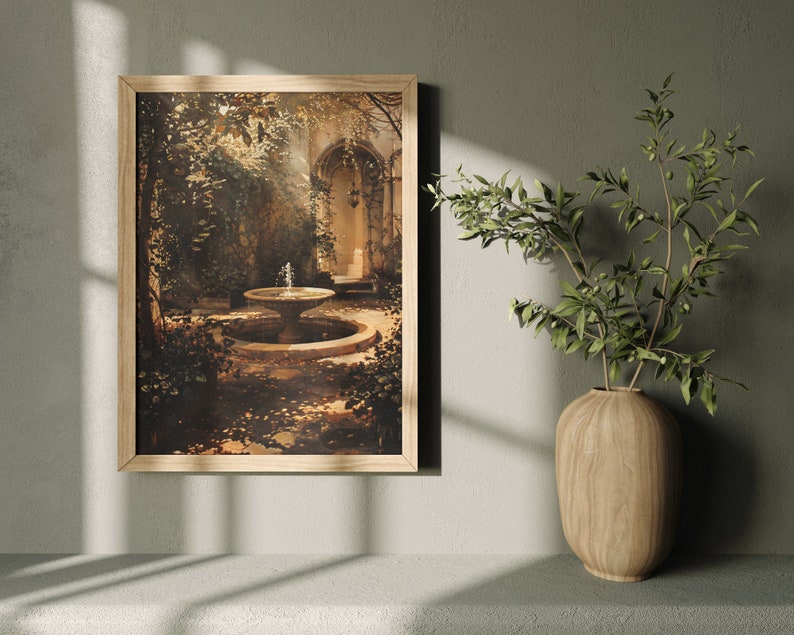 Antique Garden, a trending piece where the gentle murmur of a garden fountain meets the wild beauty of antique flowers.