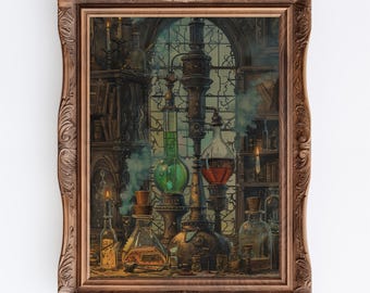 Elixer maken | Homedecoratie heks Halloween-print, antieke alchemie muurkunst