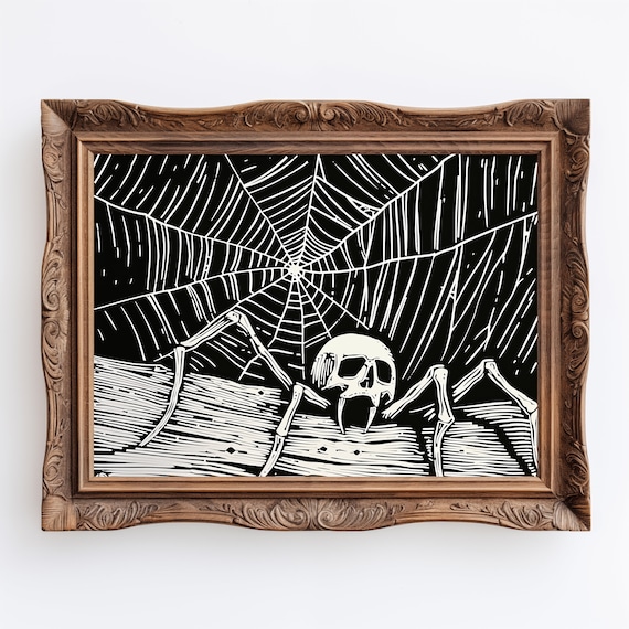 Death Spider | Halloween Spider Wall Art Decor, Gothic Scary Skull