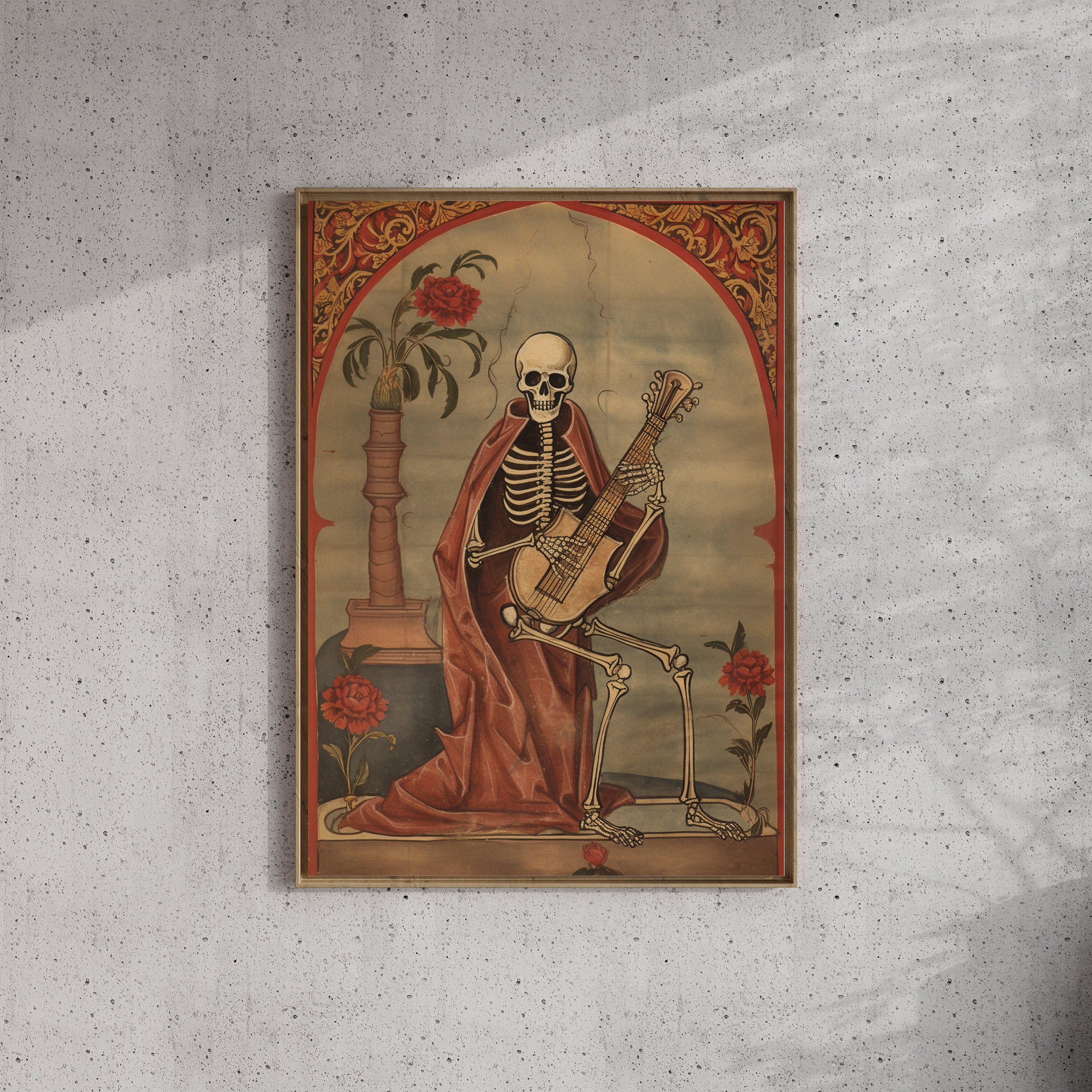 Bard | Medieval Art, Skeleton Print, Goth Decor, Dark