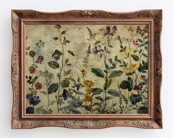 Vintage Floral Painting: Cottagecore Botanical Wall Art (Digital Download)